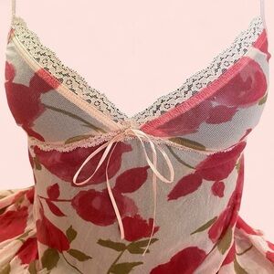 Eberjey Pink Floral Lace Chemise